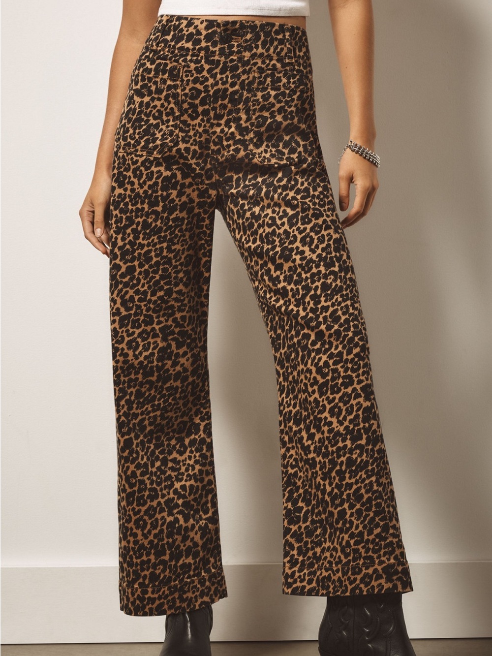 NWOT! Maeve  Colette wide leg, high-rise pant in Leopard